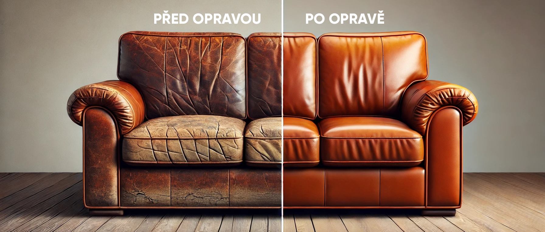 Přečalouněná kožená sedací souprava